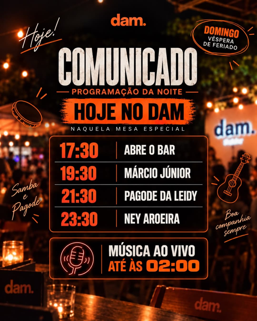 Flyer de Marcio Junior, Pagode da Leidy e Ney Aroeira
