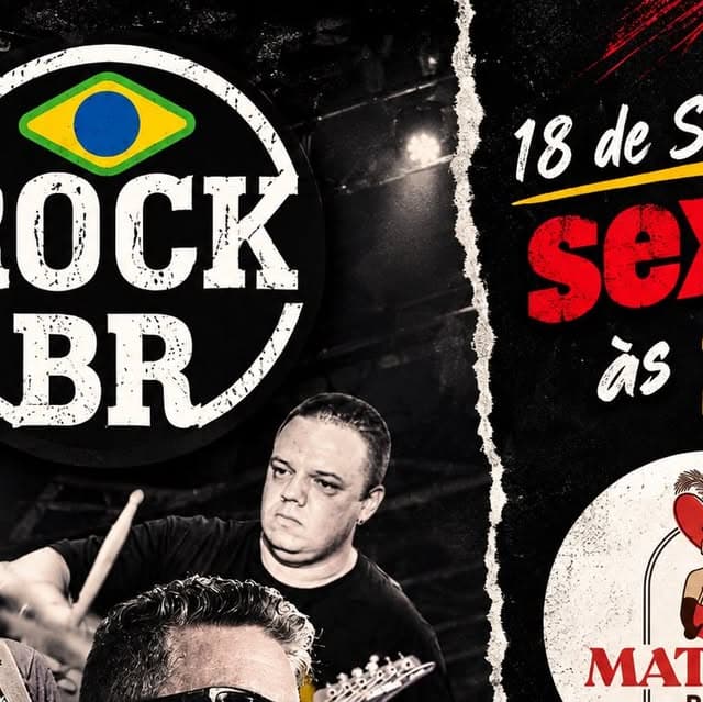 Flyer de Rock BR, Cleber Luis, Junior Wendland e mais 1 artista
