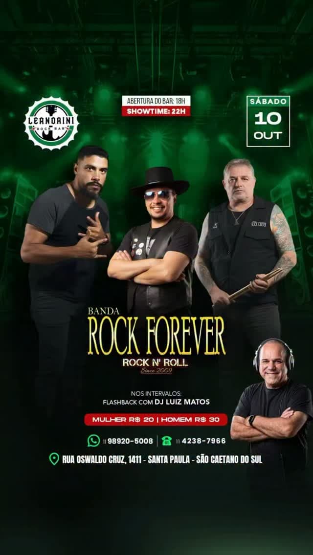Flyer de Rock Forever RF e DJ LUIZ MATOS
