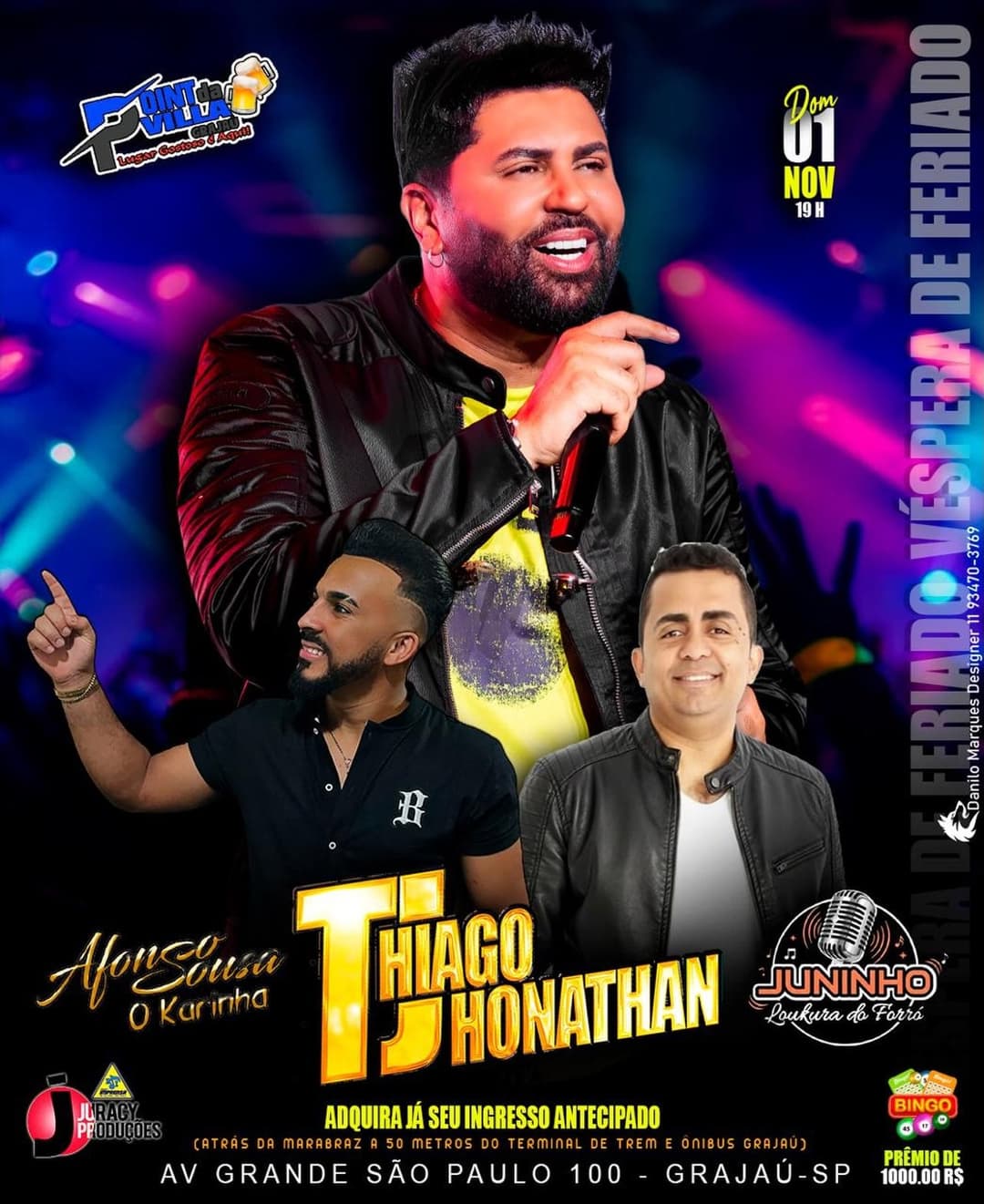 Flyer de Juninho Recomeçar, Thiago Jhonathan e Howsouza