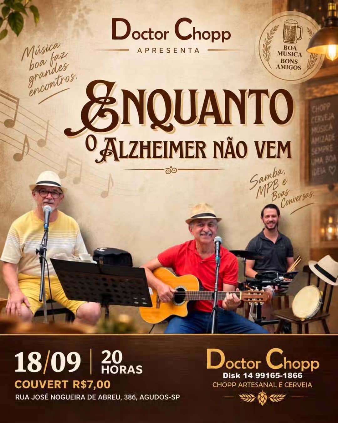Flyer de Enquanto o Alzheimer Não Vem e Estação Pop