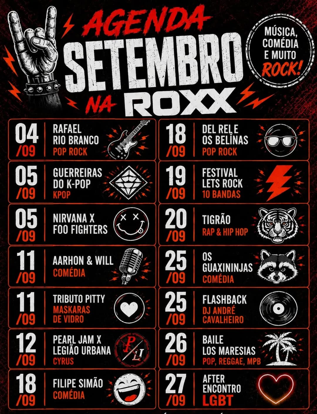 Flyer de Guerreiras do K-Pop HUNTRIX e mais 2 artistas