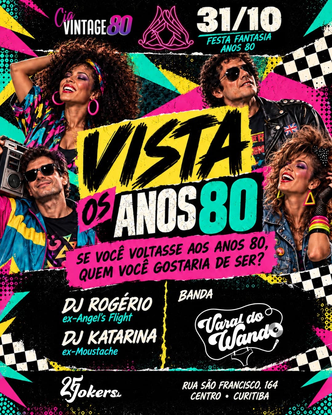 Flyer de DJ Katarina, DJ Rogério e Banda Varal do Wando