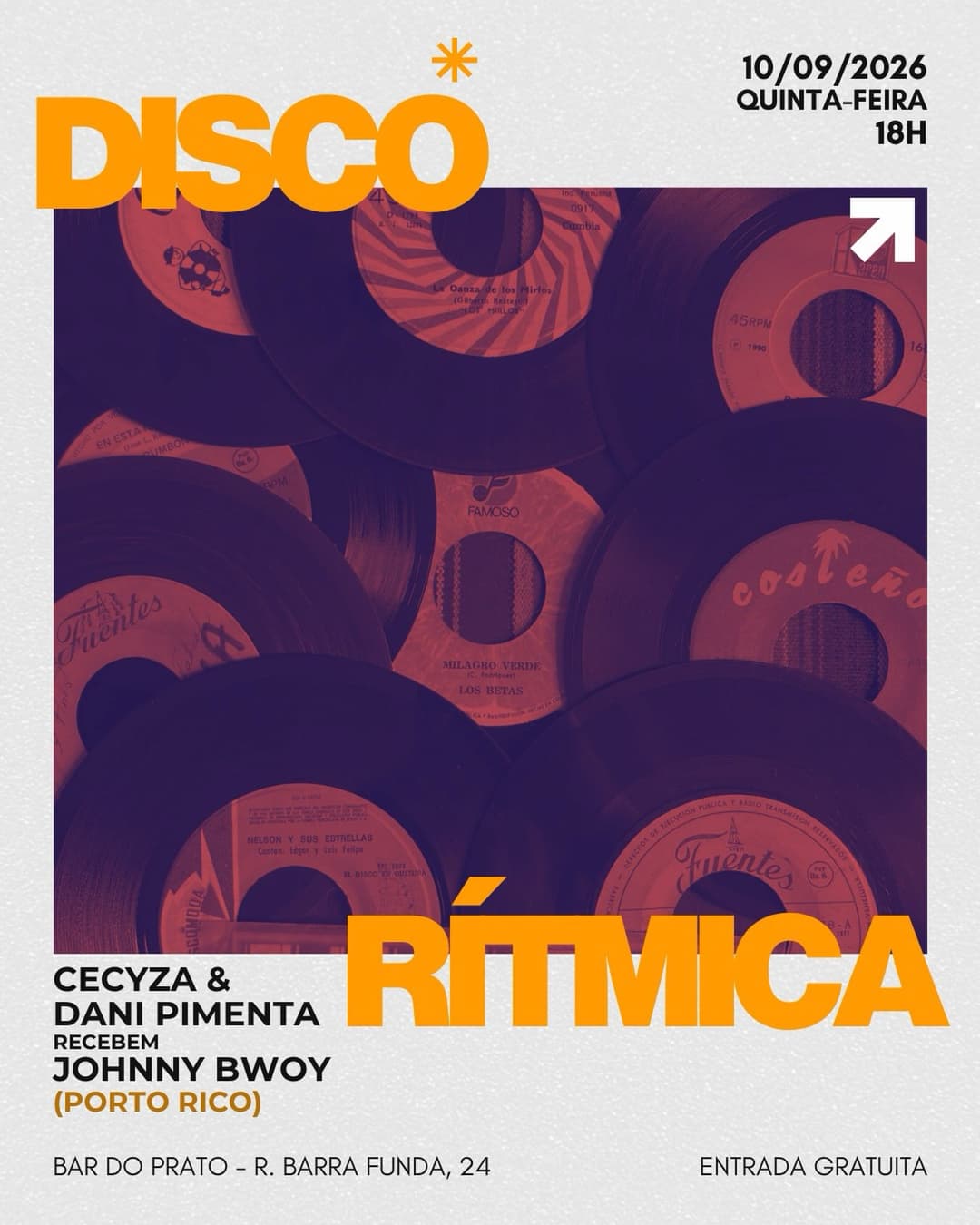 Flyer de Disco Rítmica e johnnyjohnnybwoy
