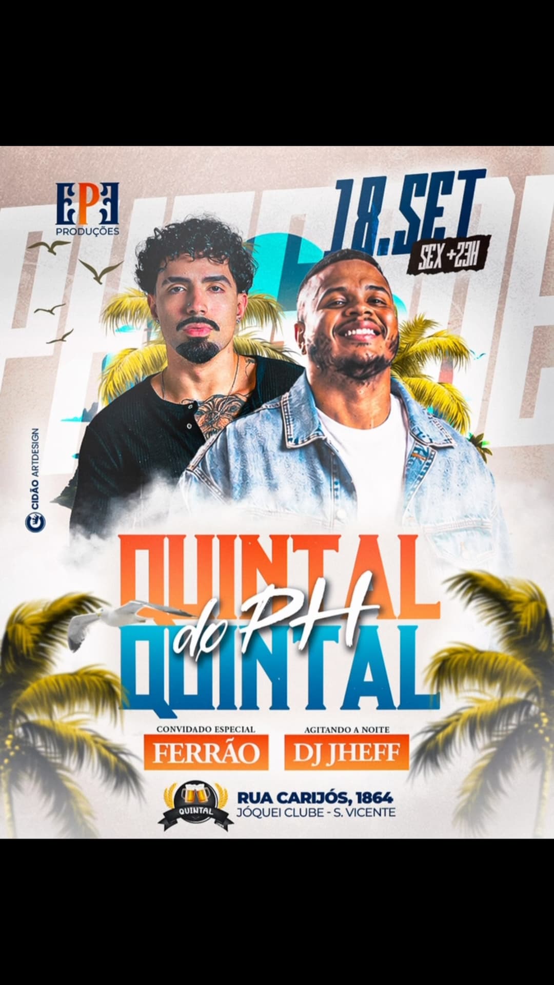 Flyer de Ferrão, DJ Jheff e Cantor PH