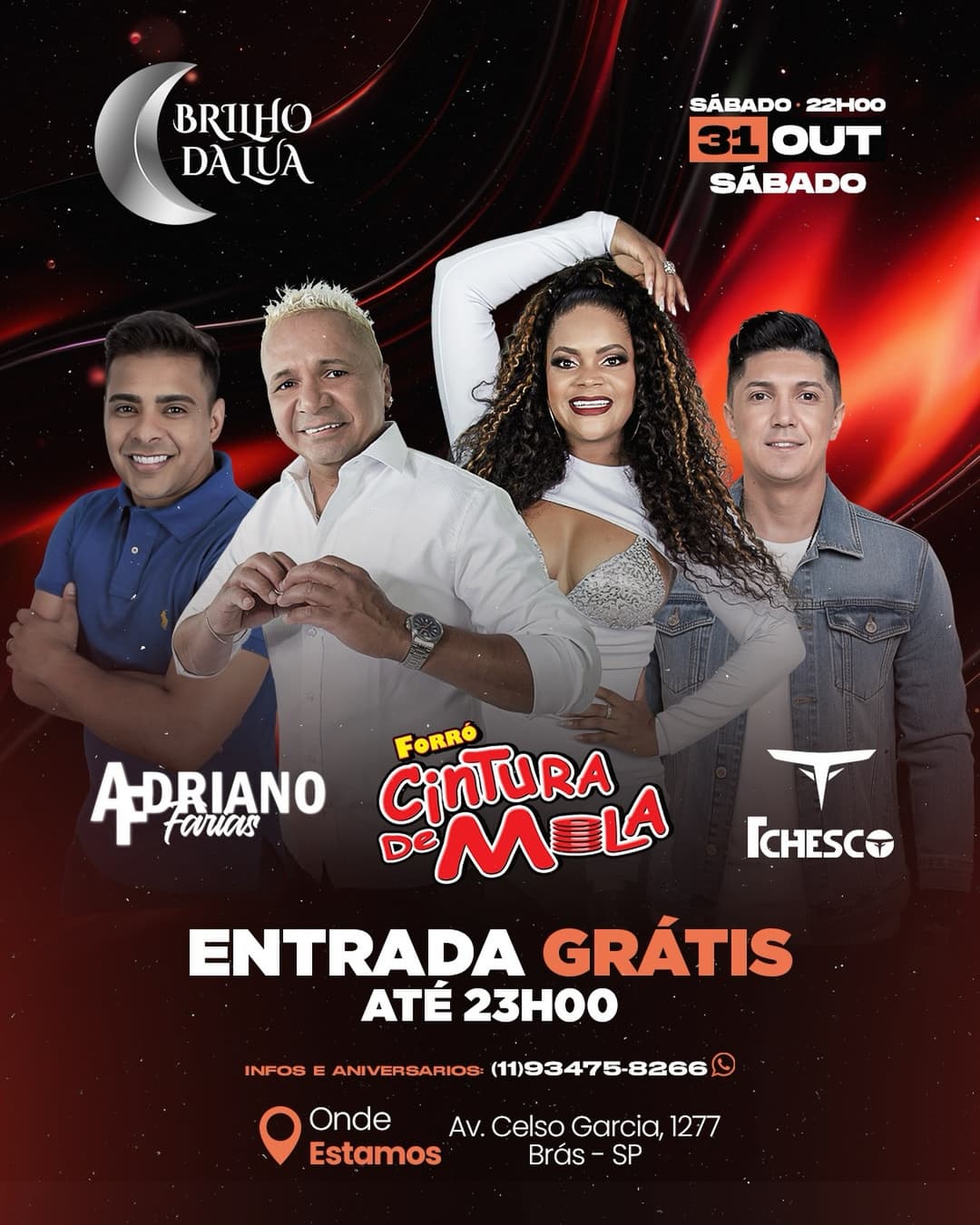 Flyer de Cintura de Mola, Fernando Tchesco e Adriano Farias