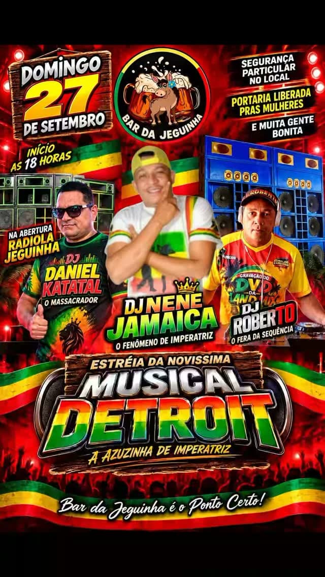 Flyer de DJ Daniel Katatal, DJ NENE JAMAICA e Dj Roberto
