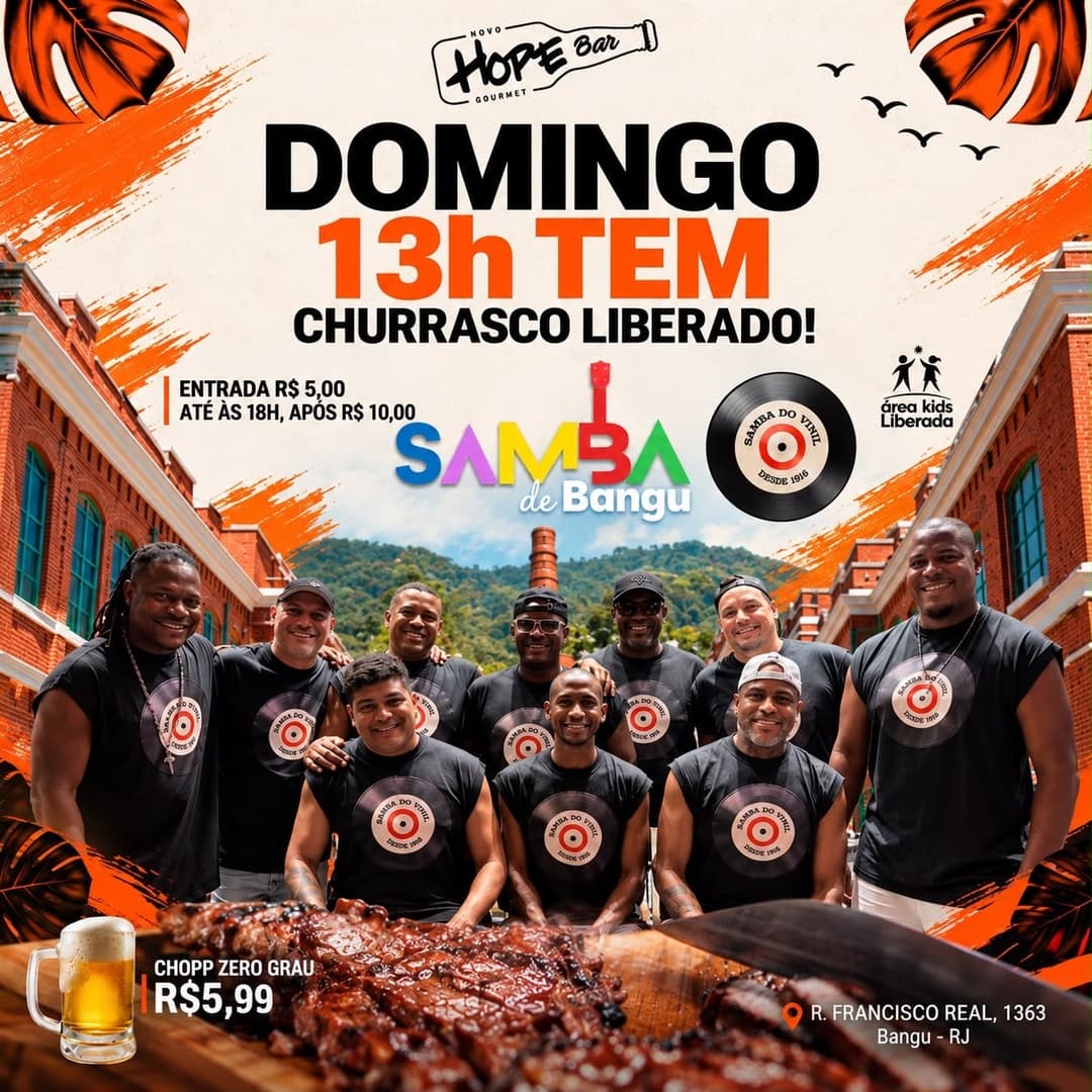 Flyer de Samba do Vinil e Samba de Bangu