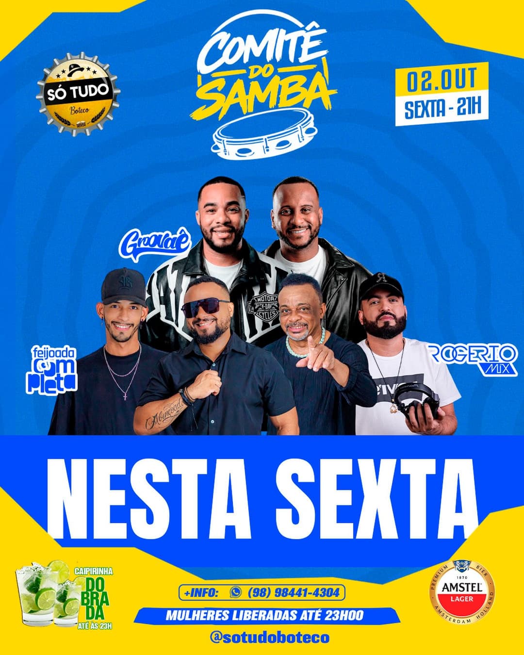 Flyer de Grupo Groovaê, Grupo Feijoada Completa e Rogerio Mix