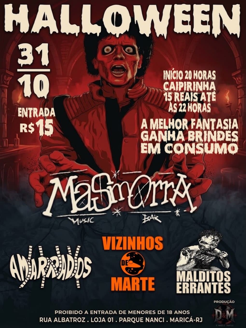 Flyer de Amarrados, vizinhosdemarteoficial e Malditos Errantes