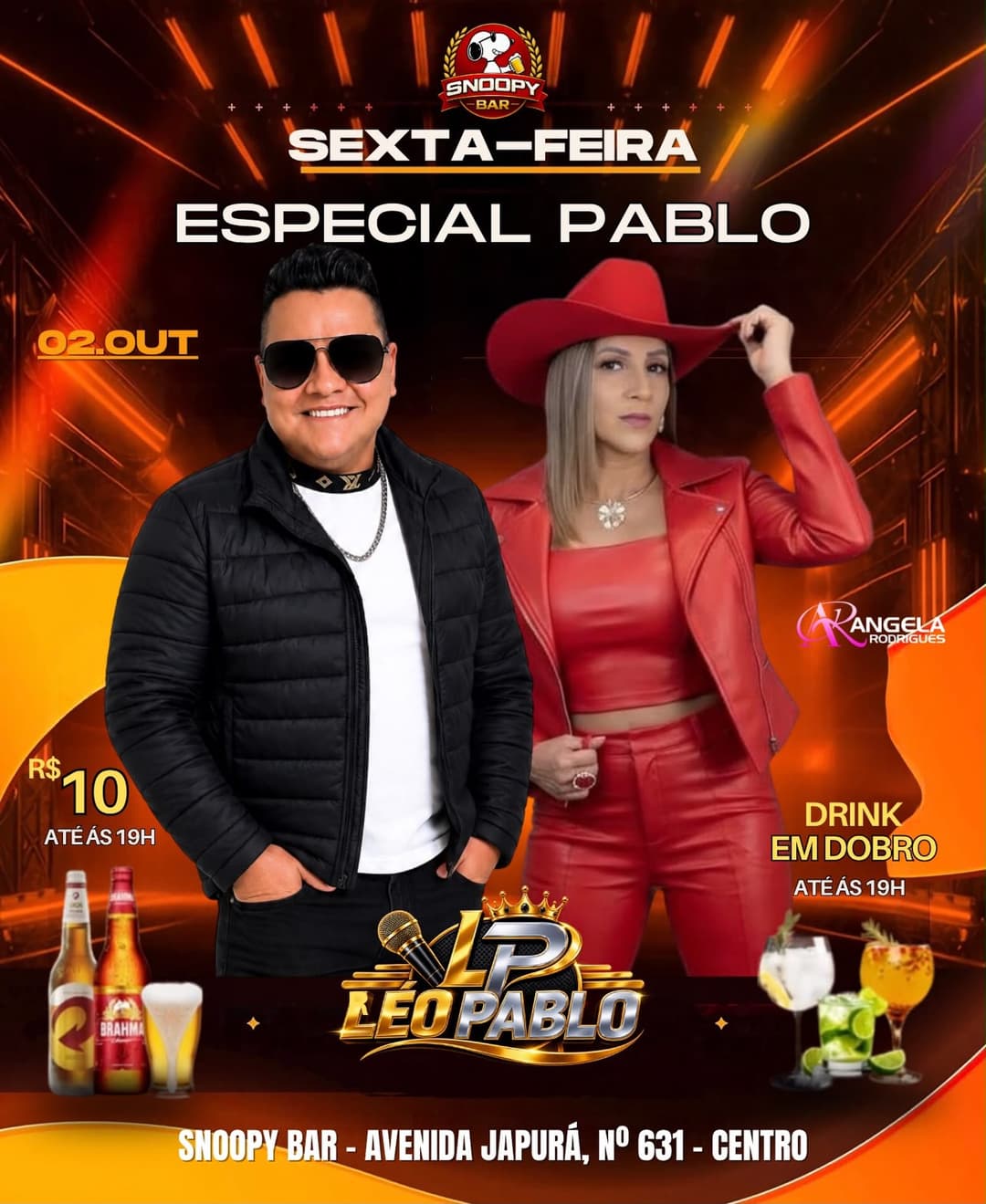 Flyer de Léo Pablo e Angela Rodrigues