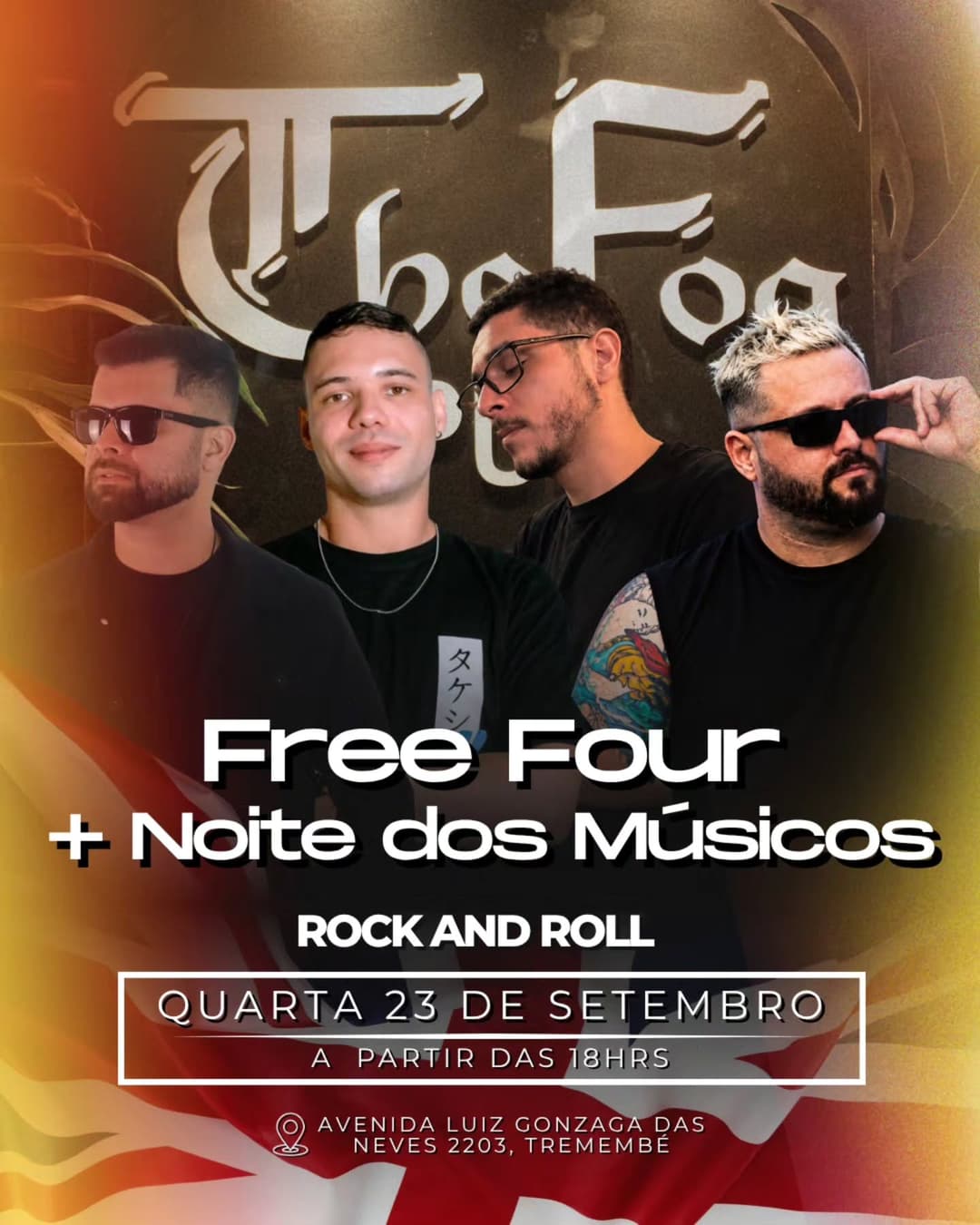 Flyer de Free Four e Noite dos Músicos