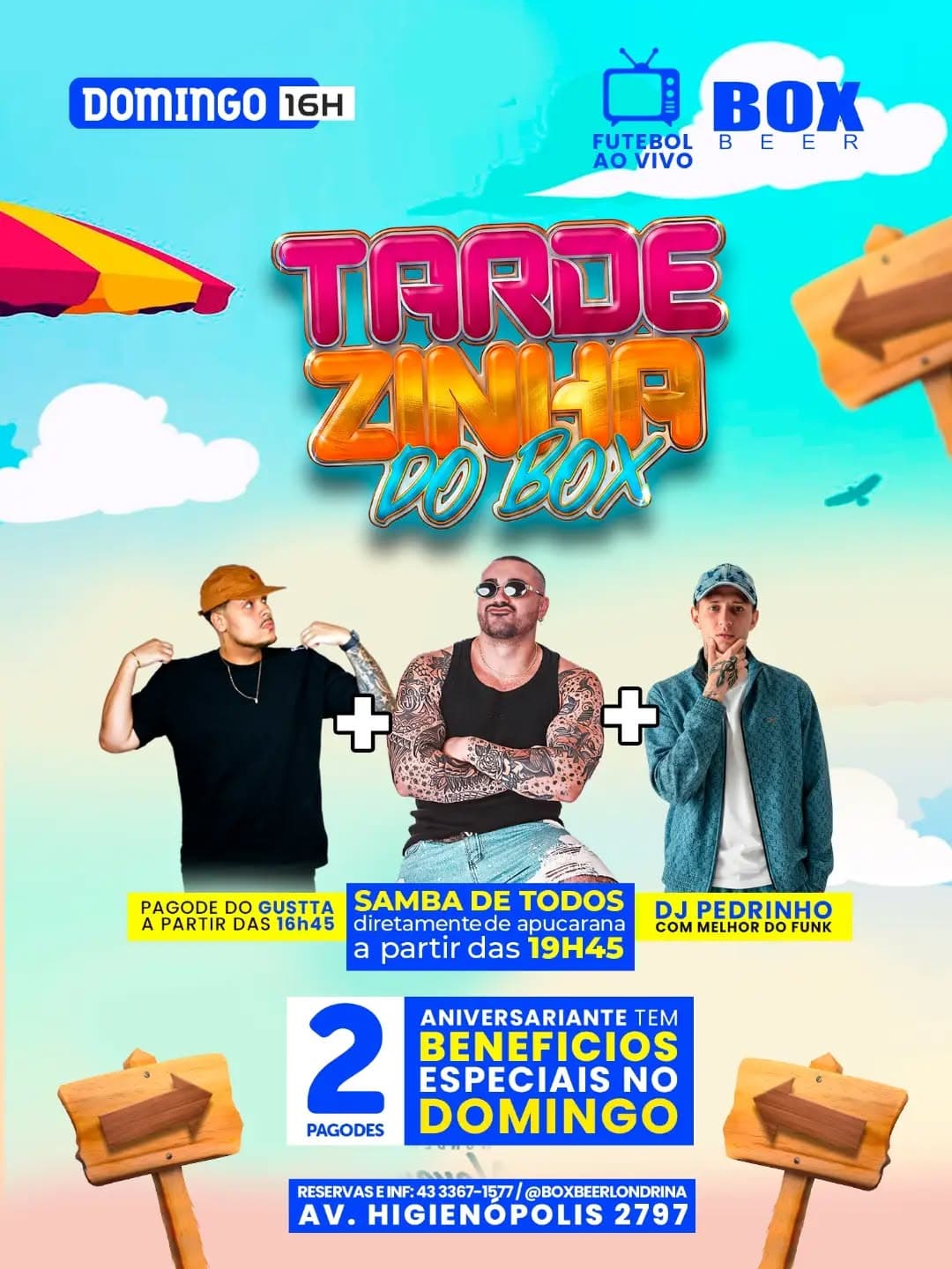 Flyer de DJ Pedrinho, Pagode do Gustta e Samba de Todos