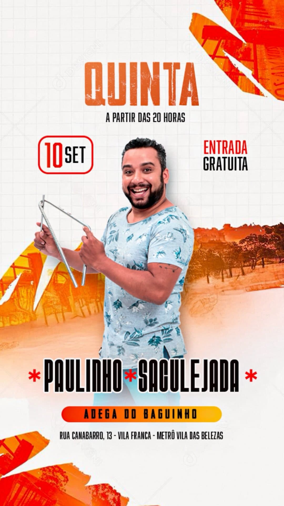 Flyer de Paulinho Saculejada, Sanfoneiro Livier e Ralf Herique