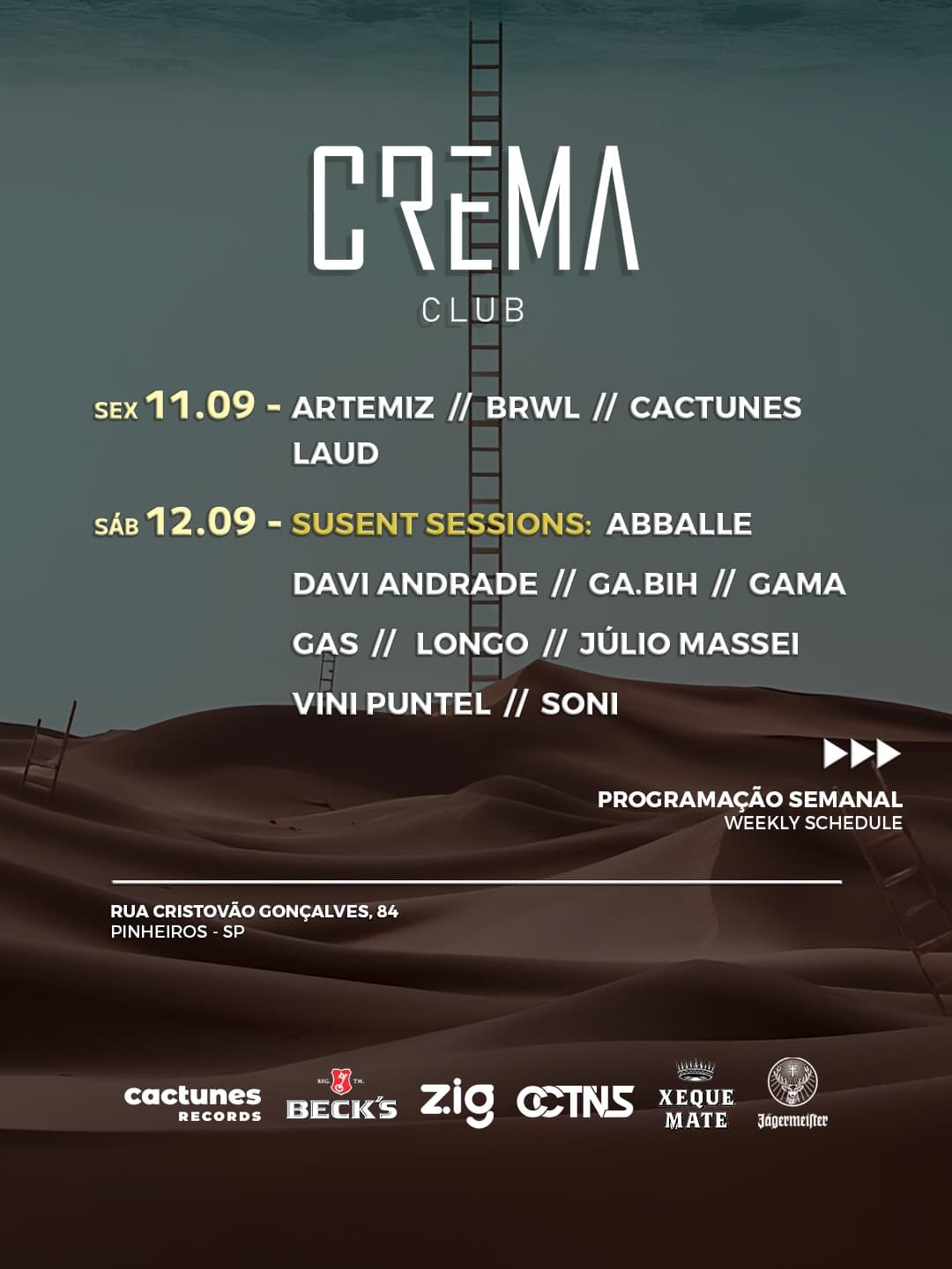 Flyer de Ga.bih, Gama, Davi Andrade, Soni, Gas e mais 3 artistas
