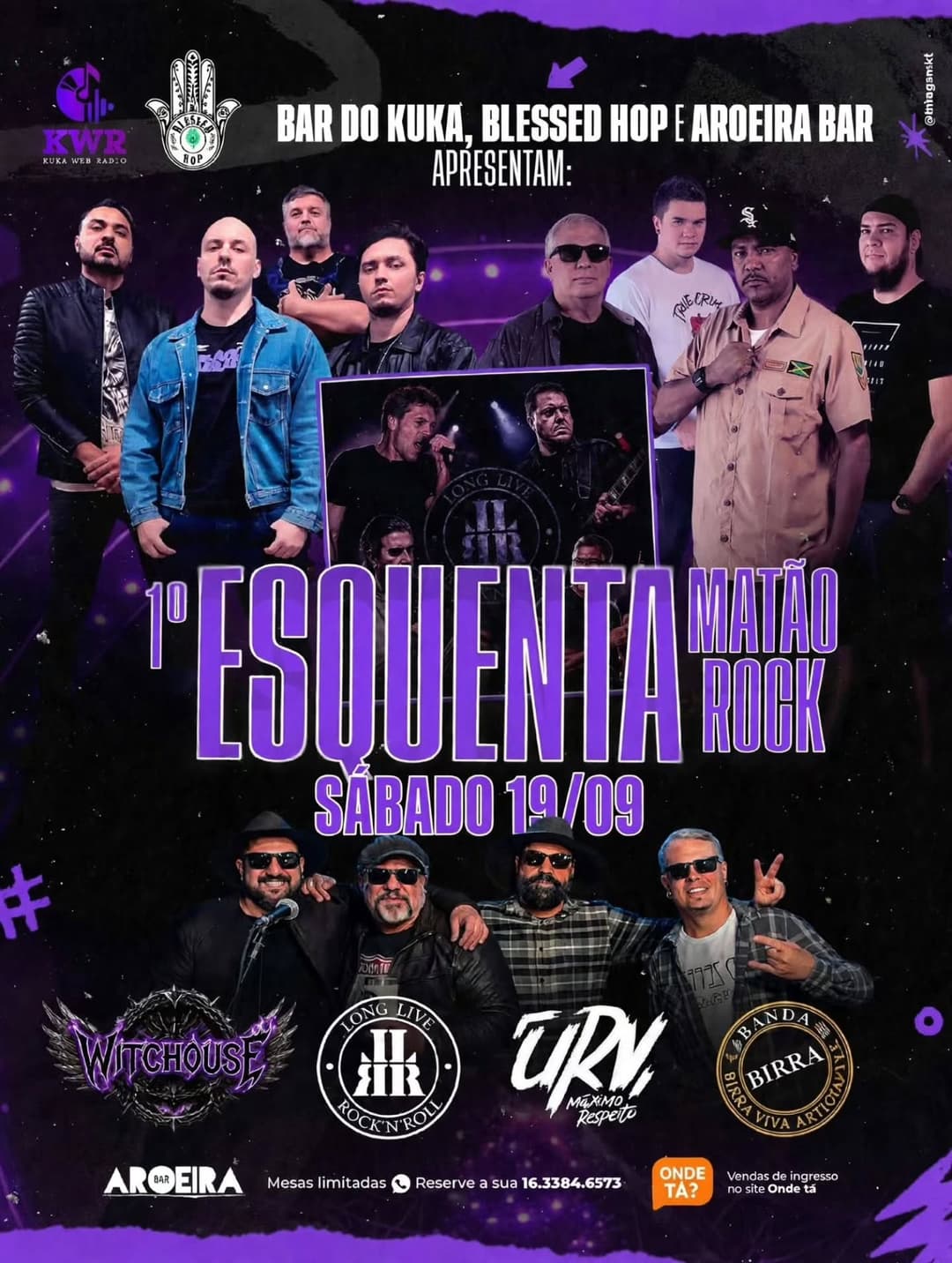 Flyer de URV, Witchouse, LONG LIVE ROCK AND ROLL e BANDA BIRRA