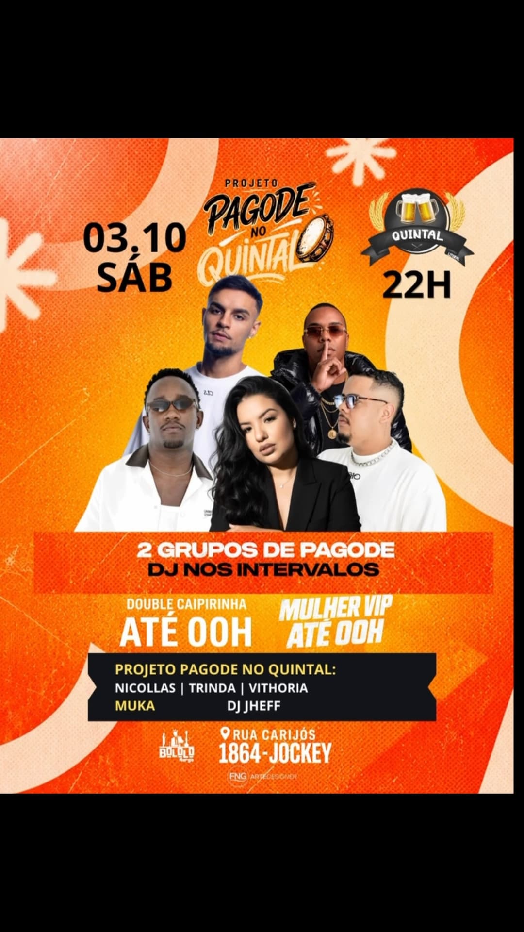 Flyer de Muka, Vithoria, Nicollas Mayconn, DJ Jheff e eutrindah