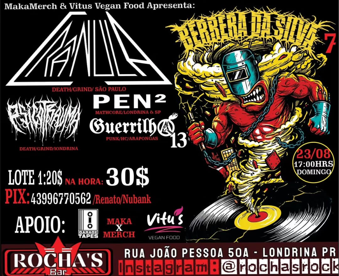 Flyer de Guerrilha 13, Crânula, Psicotrauma, Berrera da Silva7 e p.e.n.p.e.n_math