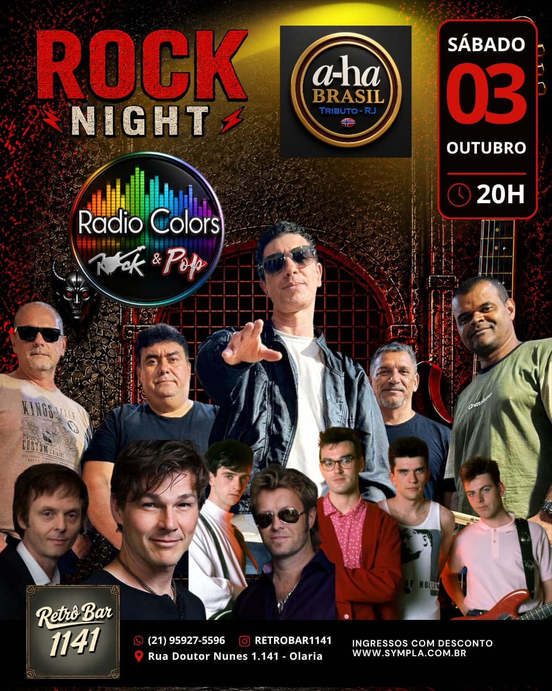 Flyer de A-ha e The Smiths e Banda RADIO COLORS