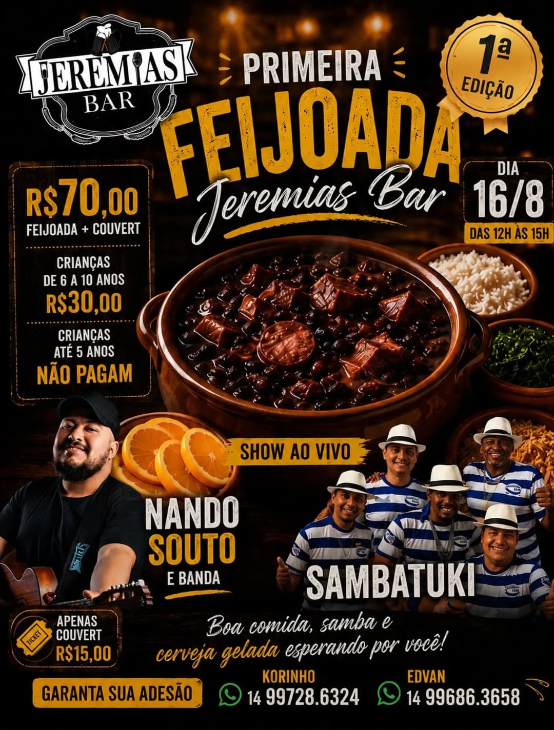 Flyer de Banda Sambatuki e Nando Souto e Banda