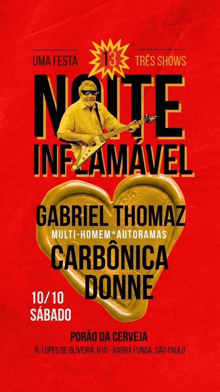 Flyer de Donne, Carbônica e Gabriel Thomaz Trio