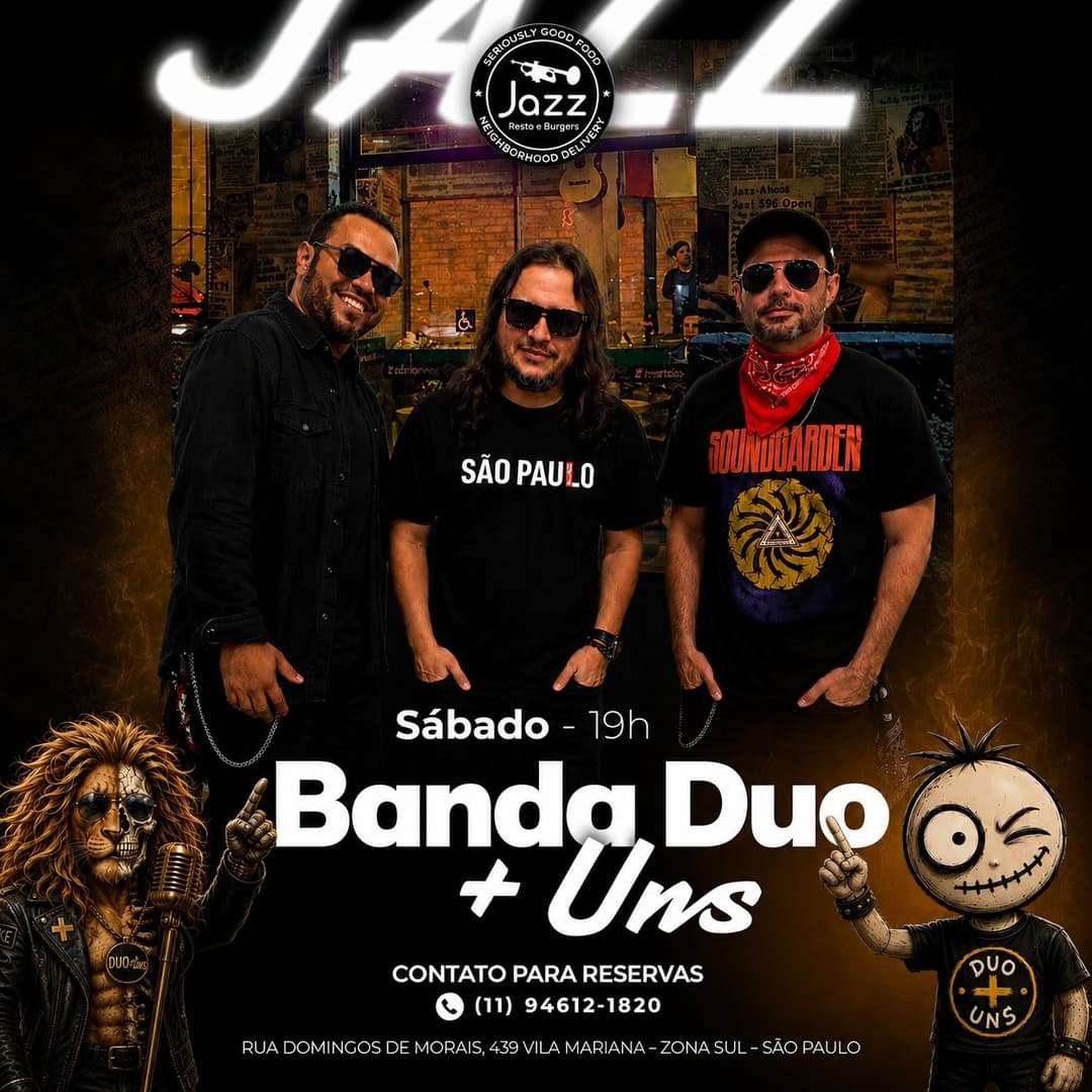 Flyer de Duo+Uns e Power Trio Duo Mais Uns