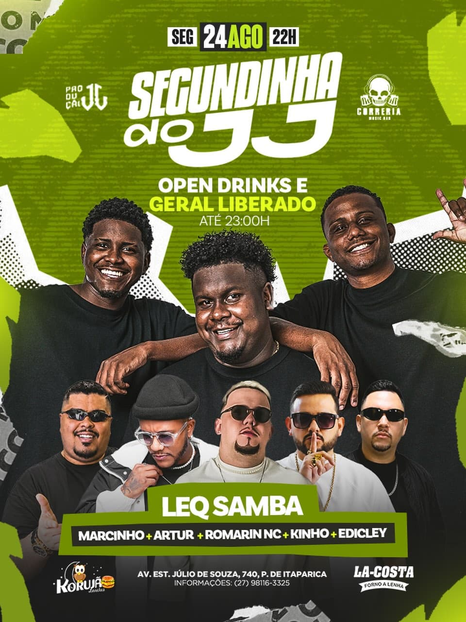 Flyer de Leq Samba, Marcinho, ARTUR e mais 3 artistas