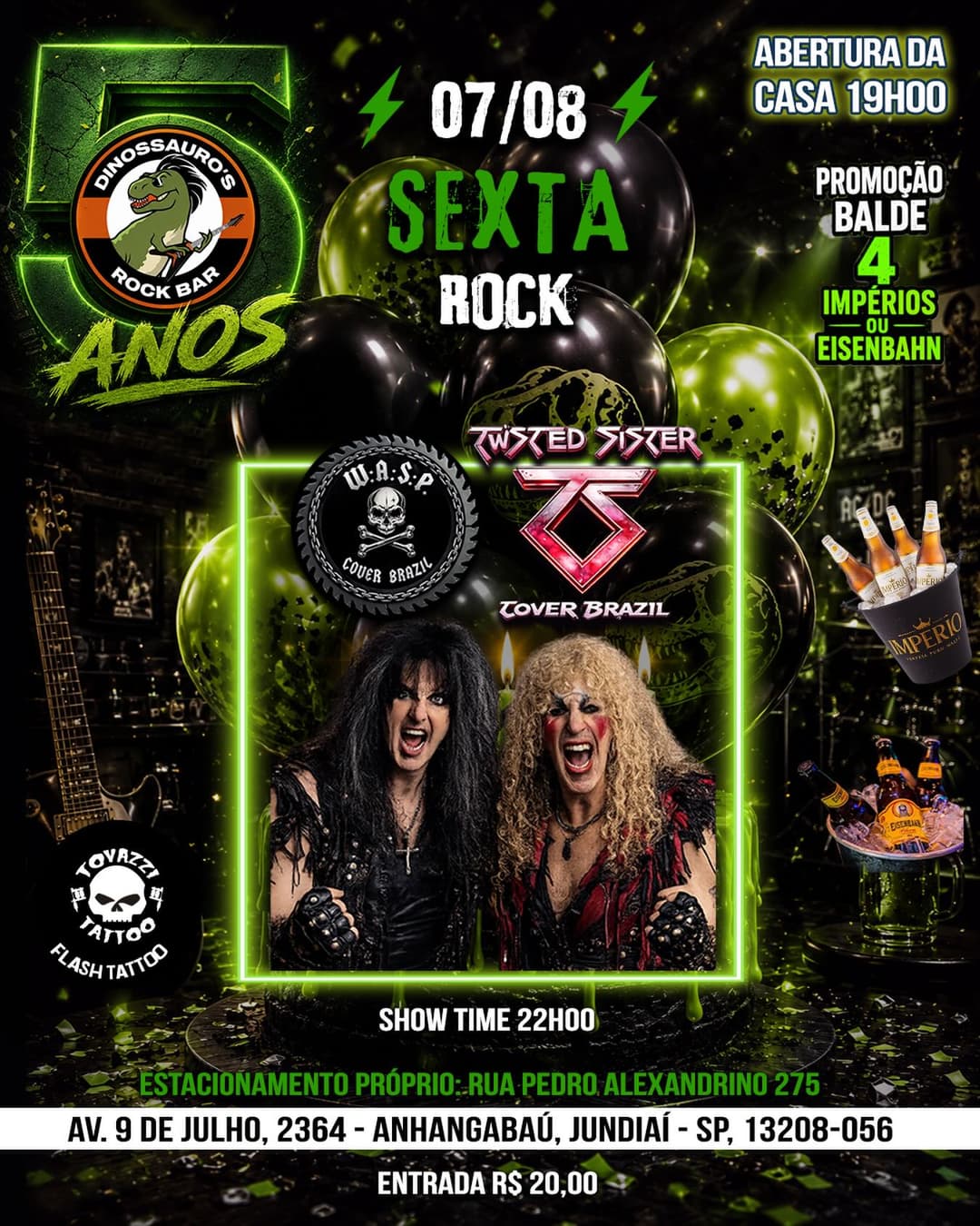 Flyer de W.A.S.P COVER BRAZIL e TWISTED SISTER COVER BRAZIL