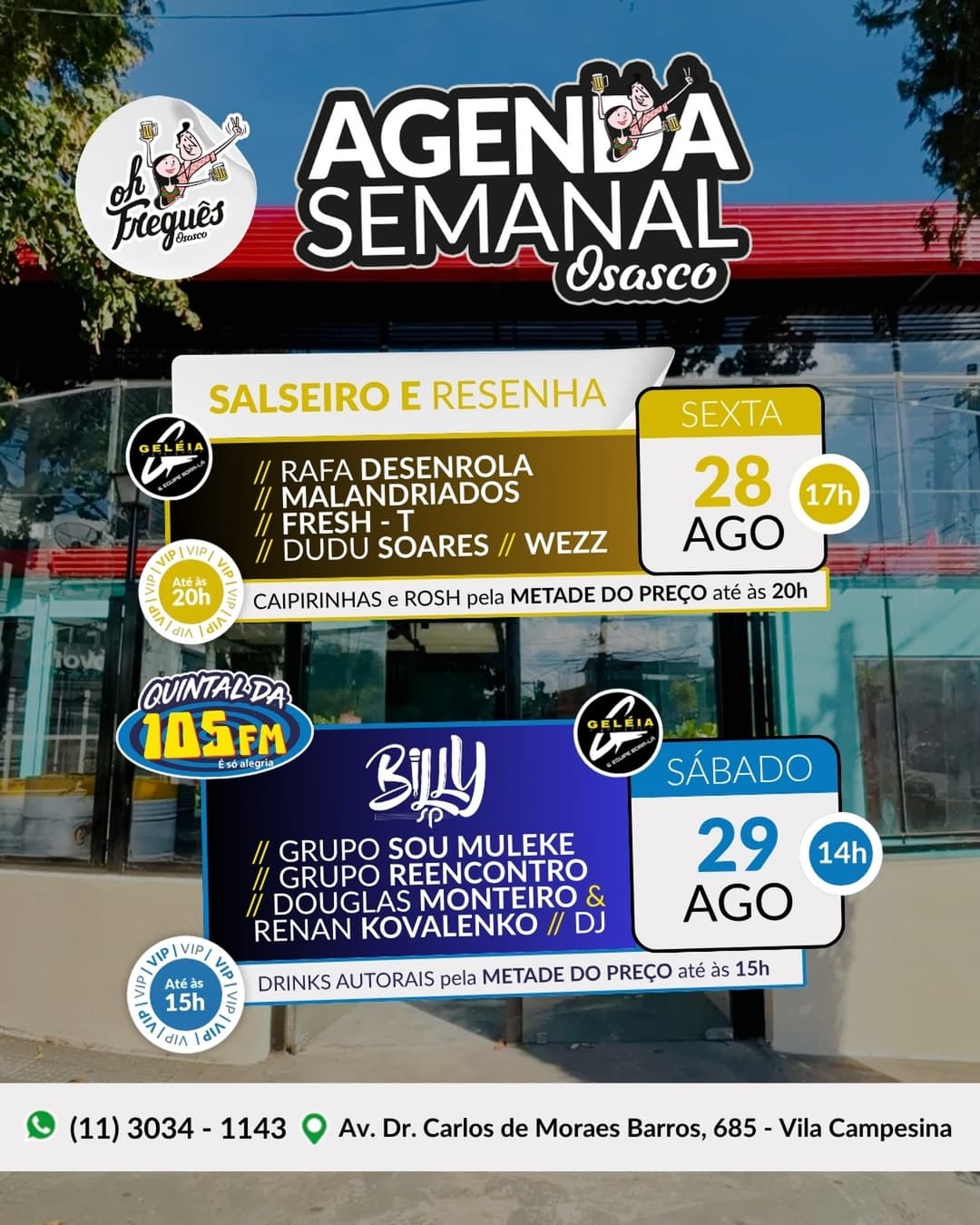 Flyer de Fresh., Salseiro e Resenha e mais 5 artistas