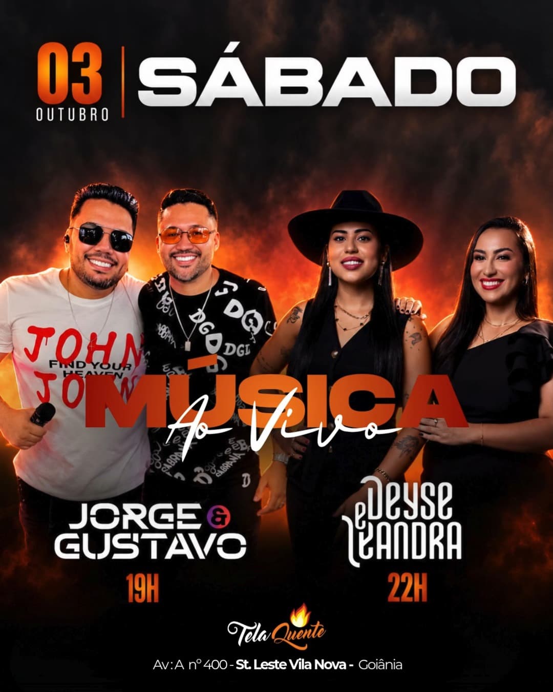 Flyer de Jorge e Gustavo e Deyse e Leandra