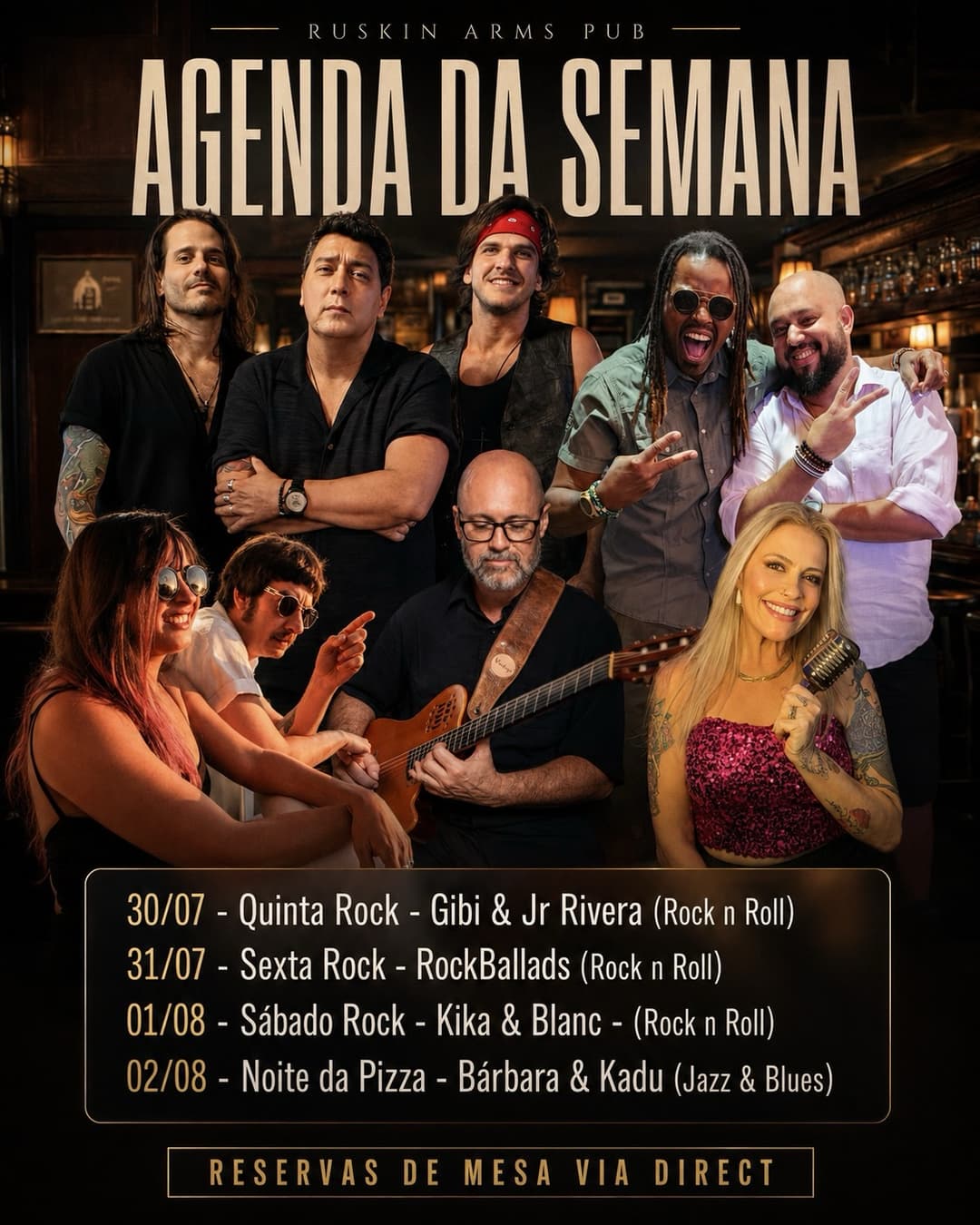Flyer de Gibi & Jr Rivera, RockBallads e mais 2 artistas