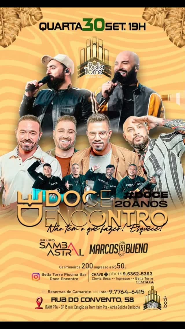 Flyer de Doce Encontro, Grupo Samba Astral e Marcos Bueno