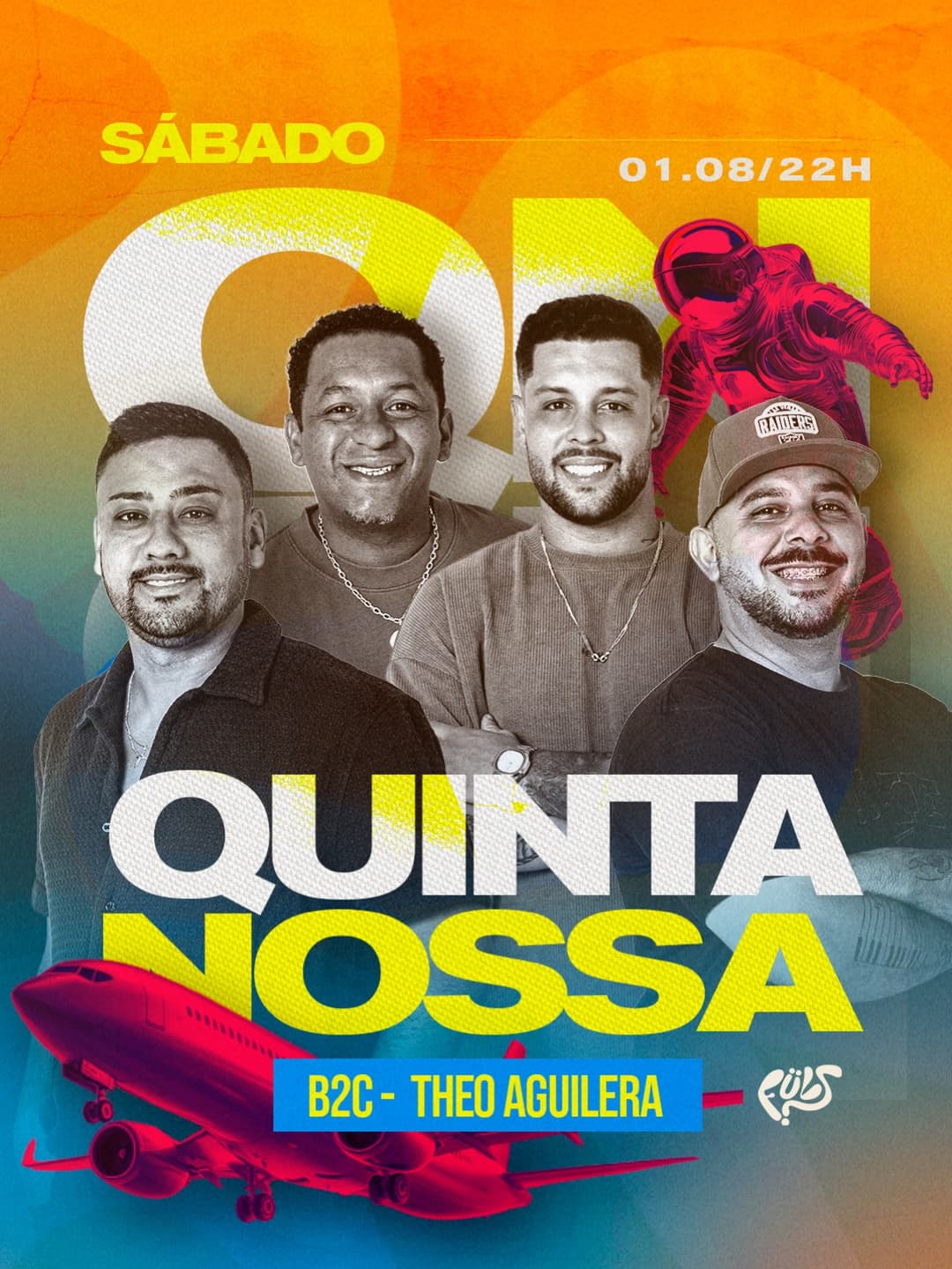 Flyer de Théo Aguilera, Quinta Nossa e DJ B2C