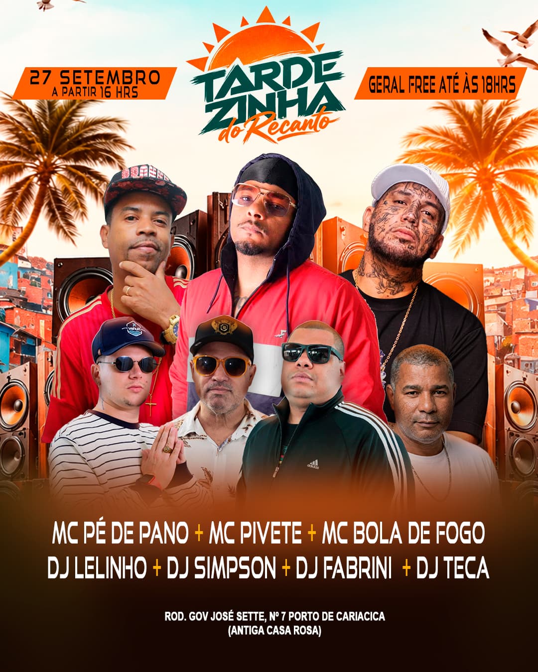 Flyer de MC Pé de Pano, MC Pivete e mais 5 artistas