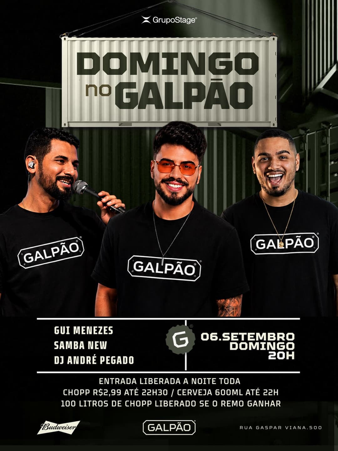 Flyer de Guilherme Menezes, DJ André Pegado e mais 3 artistas