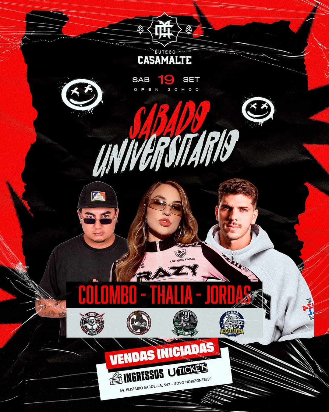 Flyer de Thalia, DJs Colombo e Jordas