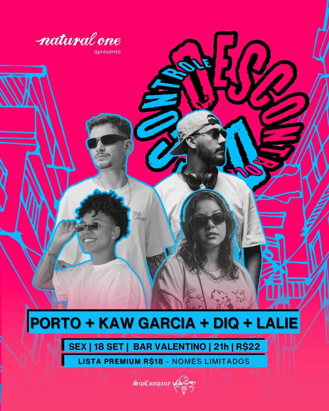 Flyer de Dj Diq, DJ Lalie, DJ Porto e mais 4 artistas