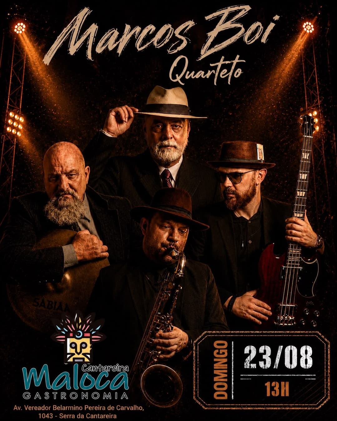 Flyer de Marcos Boi Quarteto