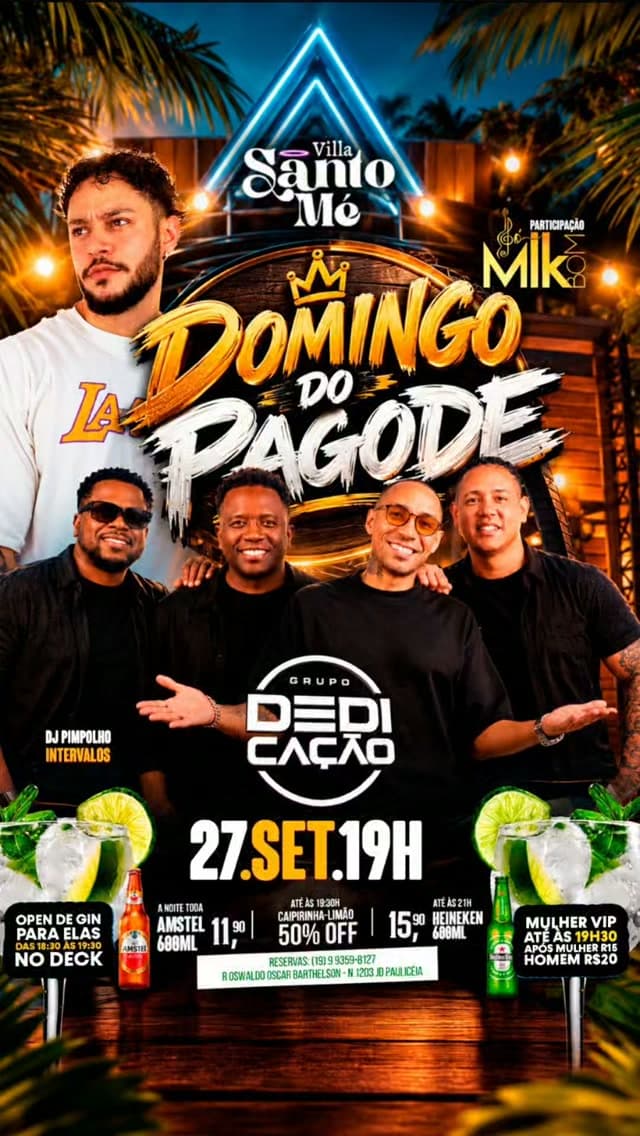 Flyer de Grupo Dedicação, Alef do Grupo SÓ MLK BOM e DJ Pimpolho