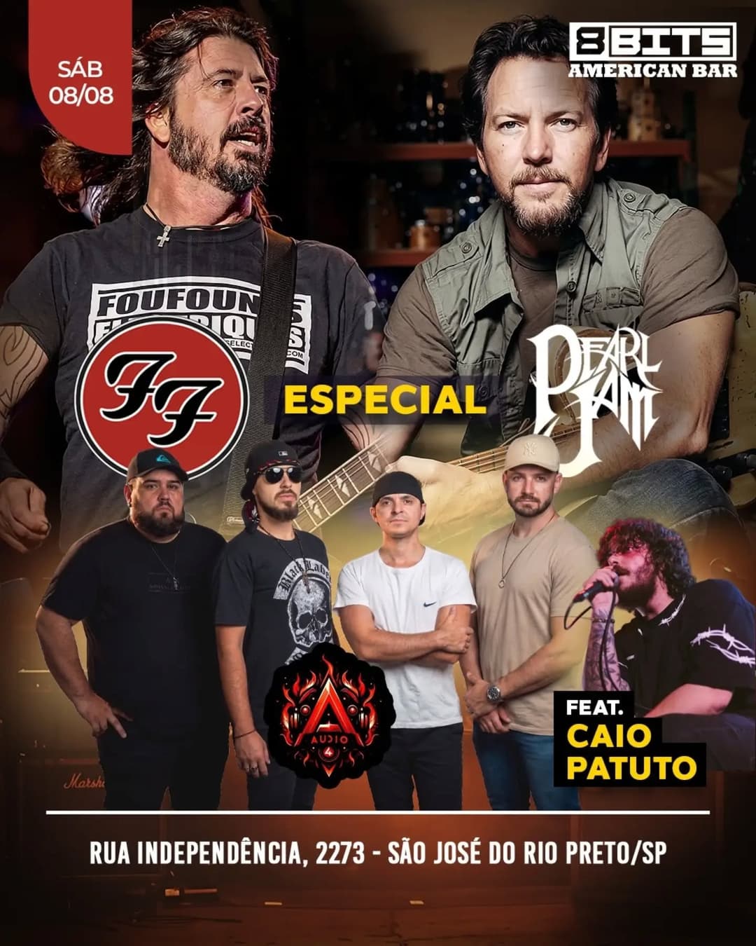 Flyer de Banda Audio A4 e CAIO PATUTO