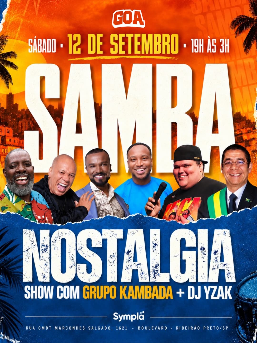 Flyer de DJ YZAK, Grupo Kambada e Samba Nostalgia
