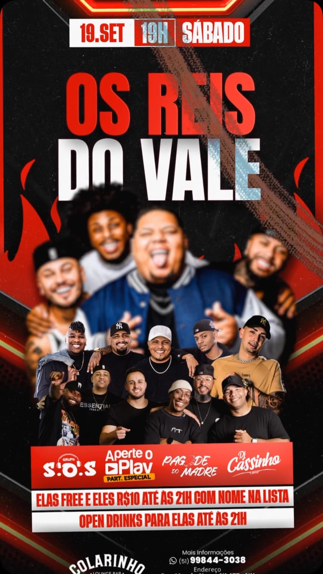 Flyer de Grupo S.O.S, Grupo Aperte o Play e mais 2 artistas
