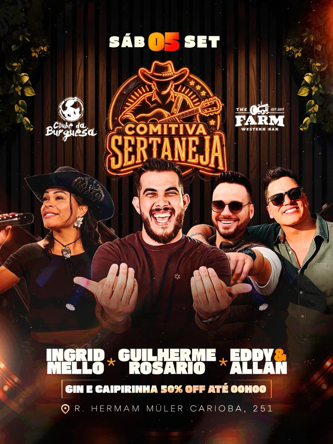 Flyer de Guilherme Rosario, Ingrid Mello e Eddy & Allan