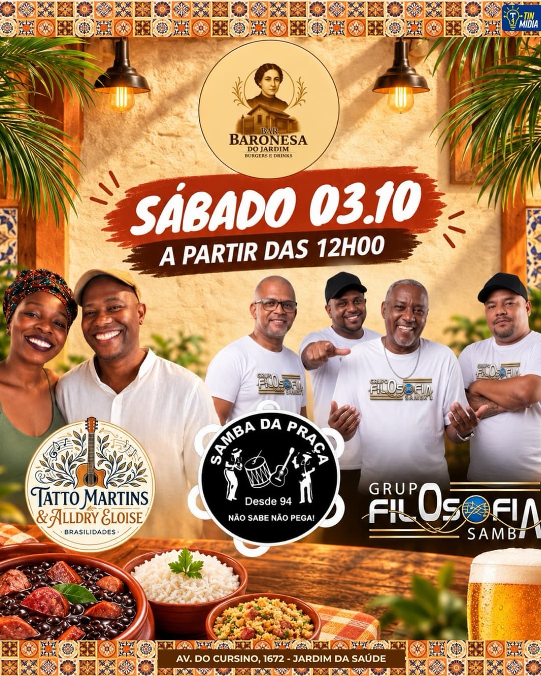 Flyer de Samba da Praça e mais 2 artistas