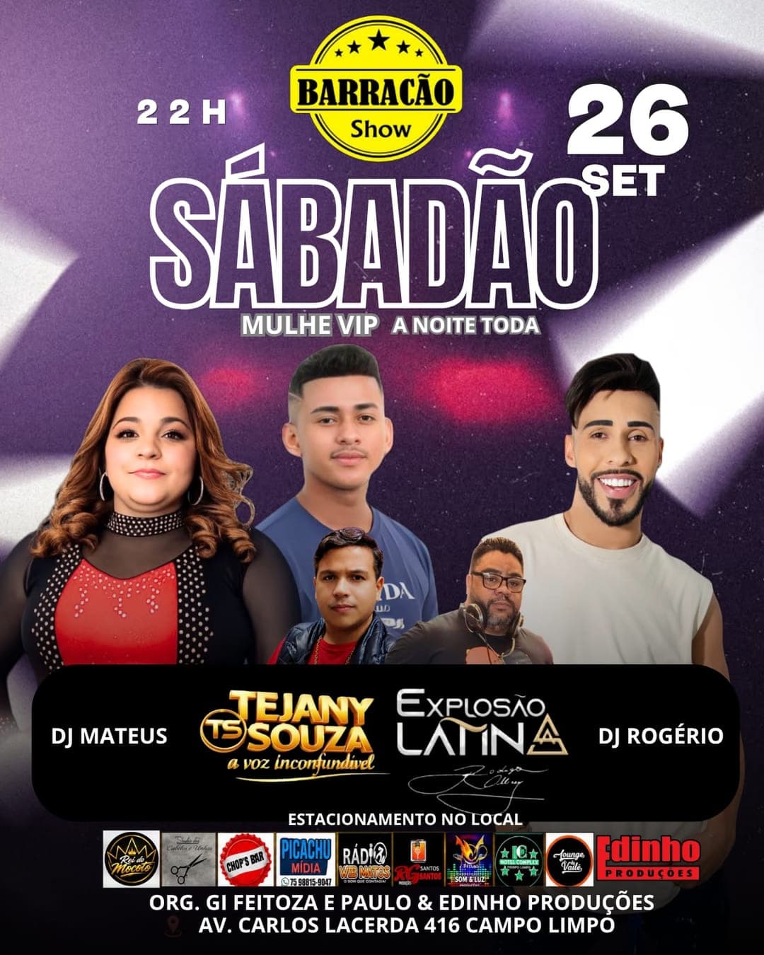 Flyer de Explosão Latina, DJ Mateus, Tejany Souza e DJ Rogério
