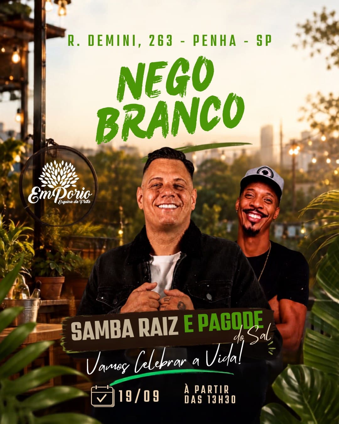 Flyer de Pagode do Sal e Cantor Negro Branco