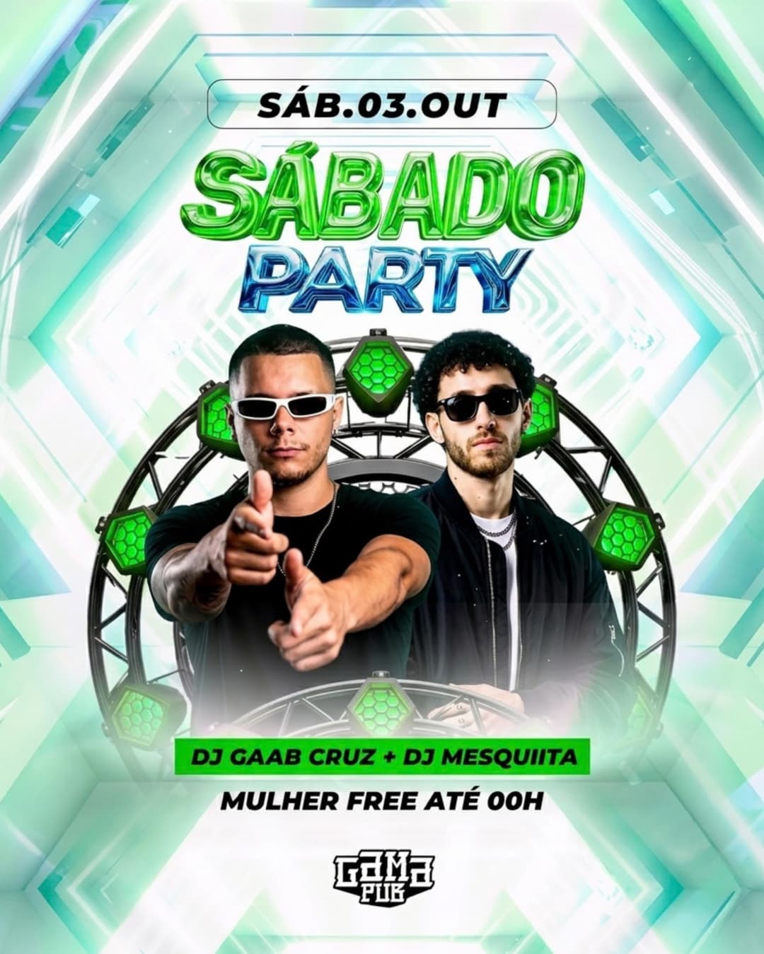 Flyer de DJ Gaab Cruz e DJ Mesquiita