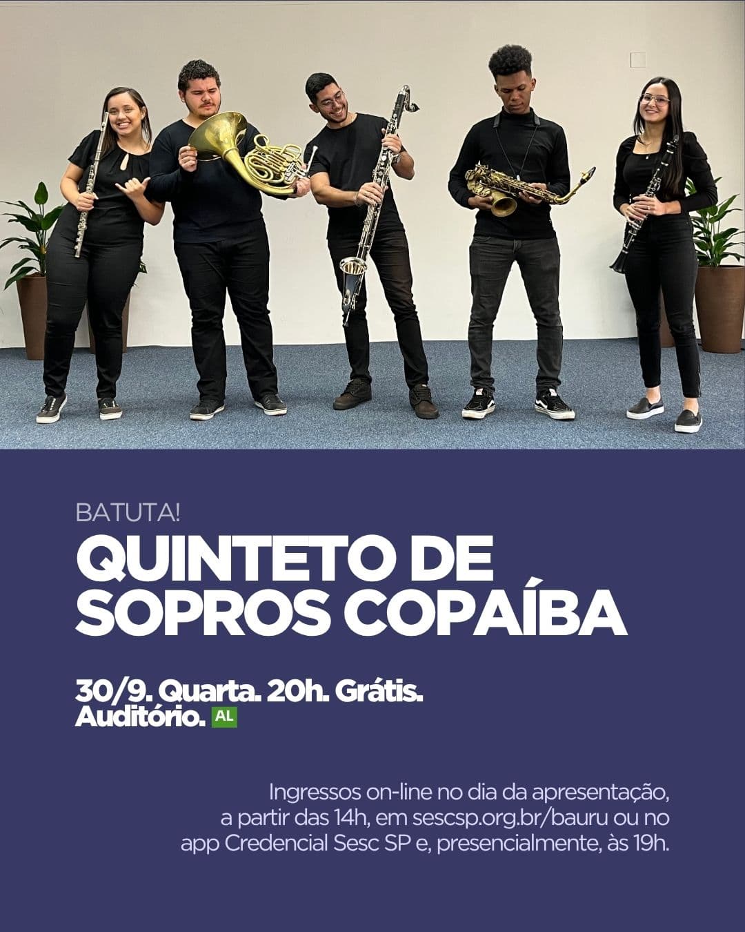 Flyer de Quinteto de Sopro Copaíba