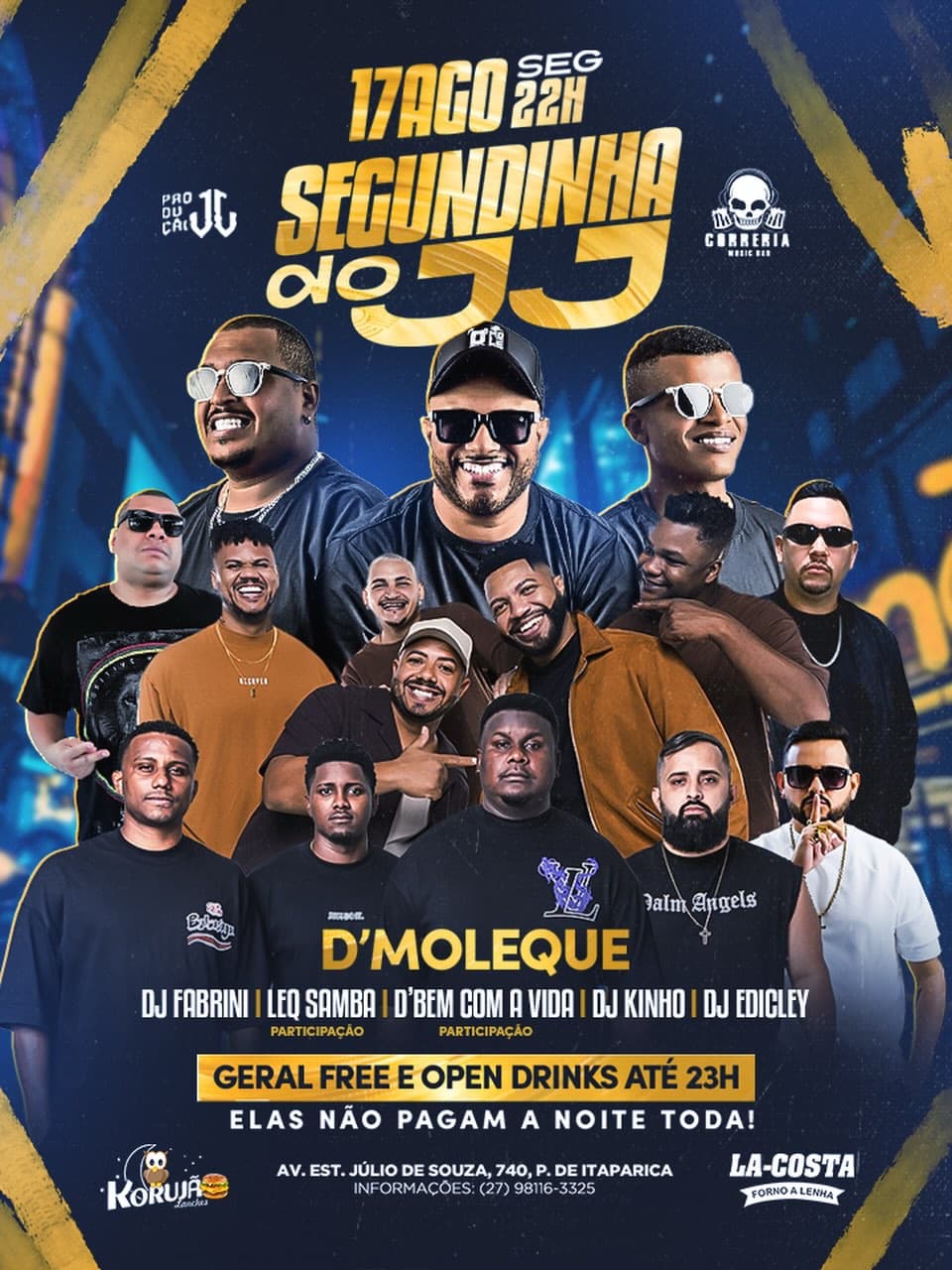 Flyer de D’Moleque, DJ FABRINI, Leq Samba, D’Bem Com a Vida, DJ Kinho e DJ Edicley