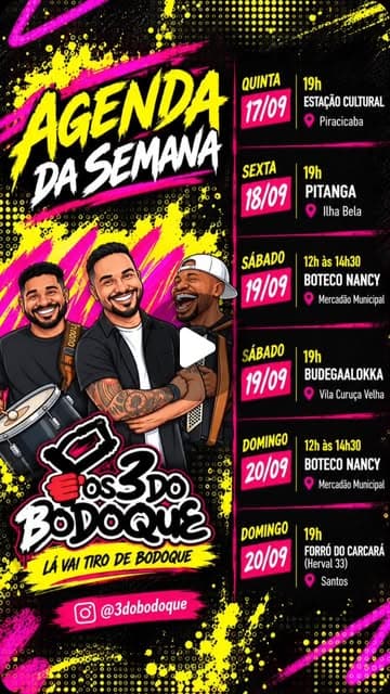 Flyer de Os 3 do Bodoque e Tiro de Bodoque